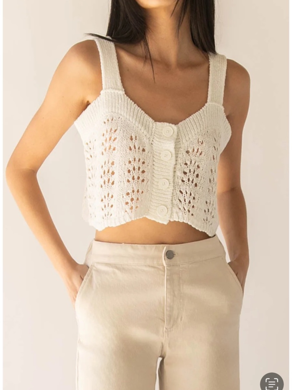 Oak & Fort Crochet Knit Tank Top Crop Sz Sm NEW High Waist